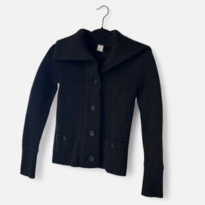 J. Crew Black Button-Front Merino Wool Jacket